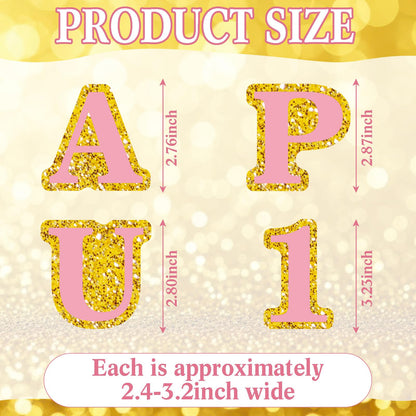 FunooFuno 72 Pcs Glitter 2026 Graduation Letters Numbers Cardstock Shiny Crafts Alphabet with Adhesive Dots for Graduation Trifold Photo Board Grad Leis Homecoming Mums DIY Supplies(Pink Gold)