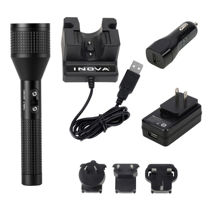Nite Ize INOVA T4R Long Throw Rechargeable Tactical Flashlight - 1,000-Meter Range - Tactical Flashlight with Aluminum Body & Rechargeable Lithium Ion Battery - Shockproof & Weatherproof Flashlight