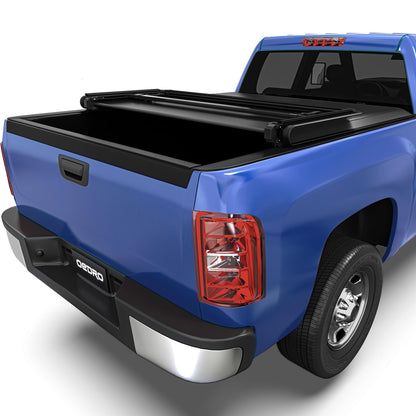 oEdRo Upgraded Soft Tri-fold Truck Bed Tonneau Cover On Top Compatible with 2007-2013 Chevy Silverado 1500 / GMC Sierra 1500 with 5.8 Feet Bed, Fleetside
