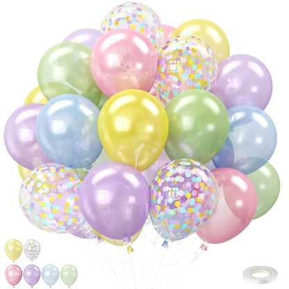Pastel Pearl Balloons, 12 Inch Light Blue Purple Green Pink Yellow Latex Party Balloon for Birthday Graduation Anniversary Baby Shower Wedding Decorations