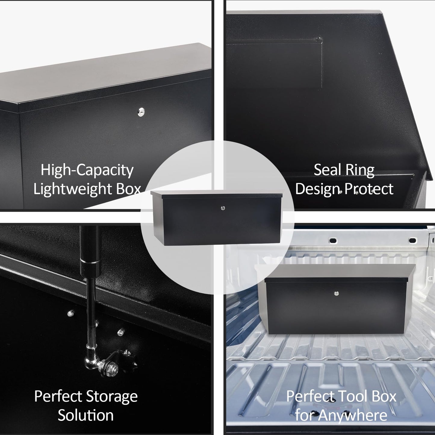 TBAPFS Black Steel Trailer Tongue Truck Box for Trucks Trailers RV ATV Pickup Trucks Flatbeds - 35 x 12.2 x 11.8 Inch