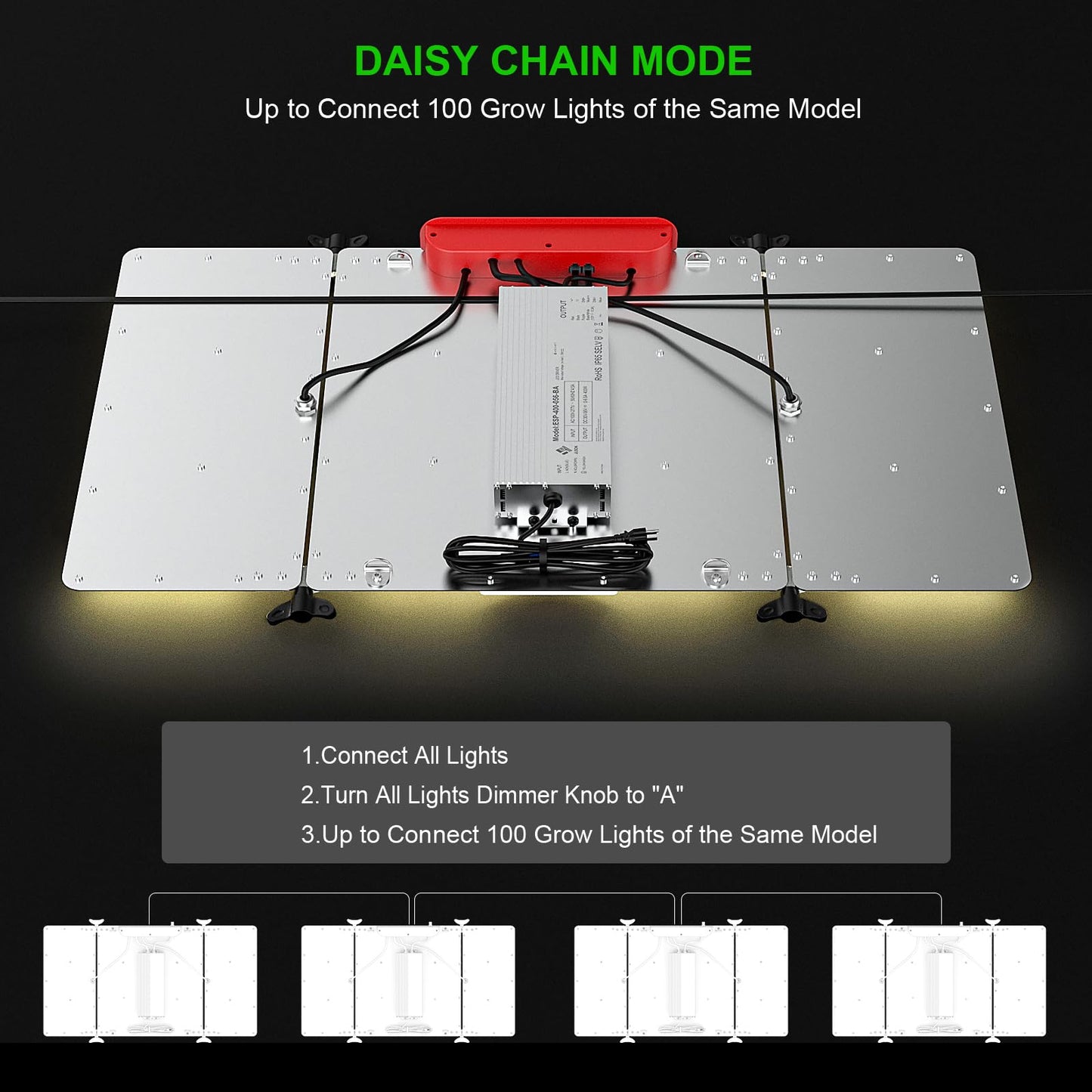 AGLEX K4000 LED Grow Light, Grow Light with Daisy Chain & Dimmable, Full Spectrum Plant Grow Lights for Hydroponic Indoor Plants Seeding Veg Flower Growing Lamps 5X6 FT Grow Tent