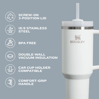 STANLEY Quencher H2.0 Tumbler with Straw 30 oz | Flowstate 3-Position Lid | Cup Holder Compatible for Travel | Insulated Stainless Steel Cup | BPA-Free | Frost Reverb