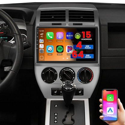 [4+64G] Android 15 Car Stereo for Jeep Compass Patriot 2007 2008 2009, Hikity 10'' in-Cell Touchscreen Radio Wireless Carplay Android Auto 5G WiFi/1280 * 720P/Bluetooth/GPS SWC FM/RDS/EQ Backup Cam