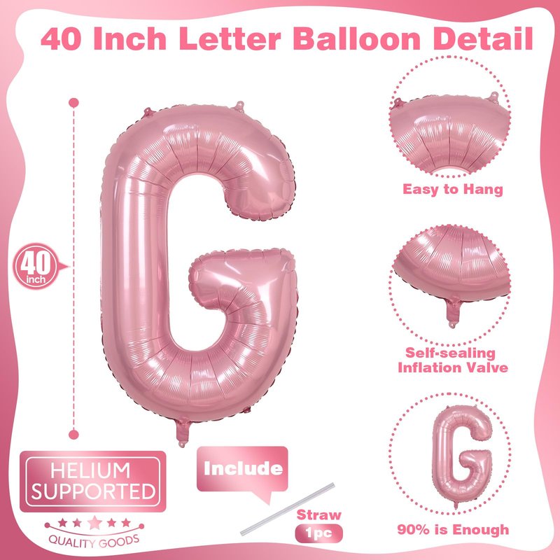 40 Inch Pastel Pink GIRL Balloons, Large Pearl Pink Girls Balloon Letters, Light Pink GIRL Mylar Banner Sign Alphabet Balloon for Girls Birthday Baby Shower Gender Reveal Party Decoration Supplies