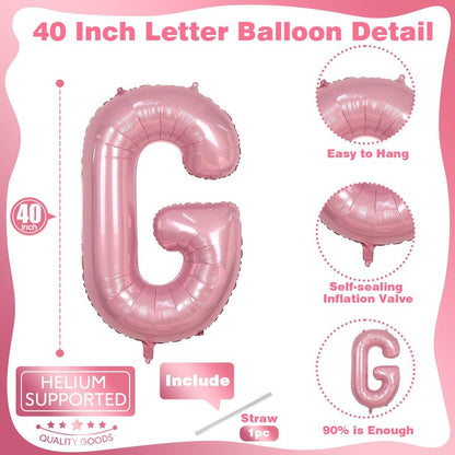 40 Inch Pastel Pink GIRL Balloons, Large Pearl Pink Girls Balloon Letters, Light Pink GIRL Mylar Banner Sign Alphabet Balloon for Girls Birthday Baby Shower Gender Reveal Party Decoration Supplies