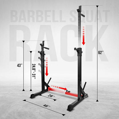 Yes4All Adjustable Squat Rack, 690 LBS Multifunctional Barbell Stand for Home Gym, Weight Lifting, Portable Bench Press Rack