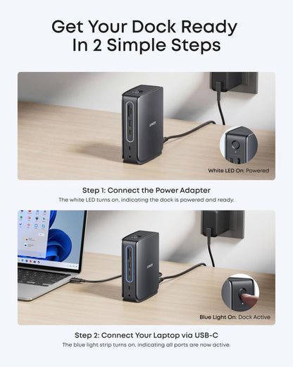 Anker Nano 13-in-1 Laptop Docking Station with Detachable 6-in-1 Hub, USB-C 3 Display Docking (2 HDMI+1 DP), 10 Gbps USB-C, 3 USB-A, Audio, SD/TF, Ethernet, 100W Max PD for Dell/Lenovo/HP Home Office