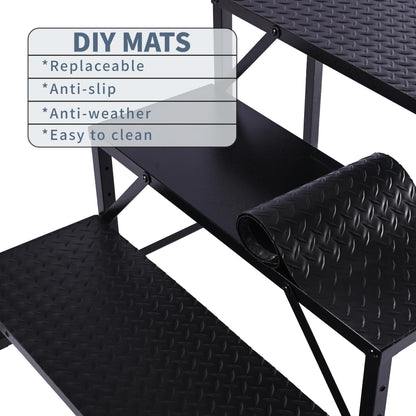 Gresspro 4-Step RV Steps with 1 Handrail, Heavy-Duty RV Stairs for Camper, Hot Tub, Trailer & Porch with Non-Slip Mats