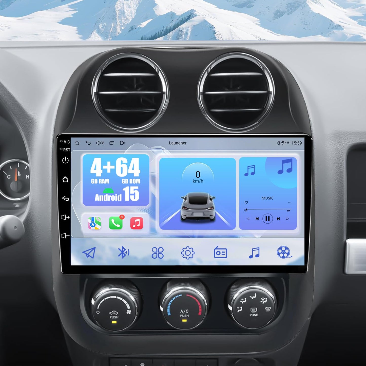 4G+64G Car Radio for Jeep Patriot Compass 2010-2016: 10'' Touchscreen Android 15 Car Stereo for Jeep Patriot Radio Replacement, Wireless CarPlay Android Auto,Bluetooth/WiFi/GPS/FM SWC/Backup Camera