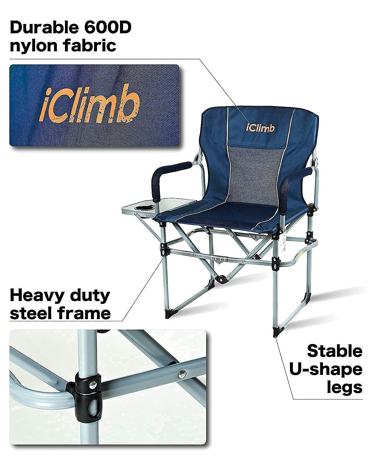 iClimb 1 Heavy Duty Compact Folding Chair and 1 3M Thinsulate Insulation Warm Blanket Bundle for Adults Camping