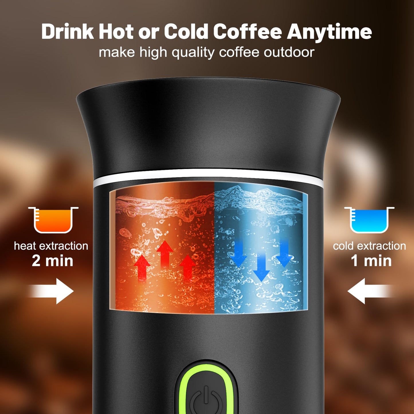 Zordin Portable Battery Espresso Coffee Maker for Travel, 20 bar Mini Car Espresso Machines, 3-in-1 Self-Heating Electric Espresso Maker, USB-C Ground Coffee & Capsule Pod(Ns&DG) RV, Hiking, Office
