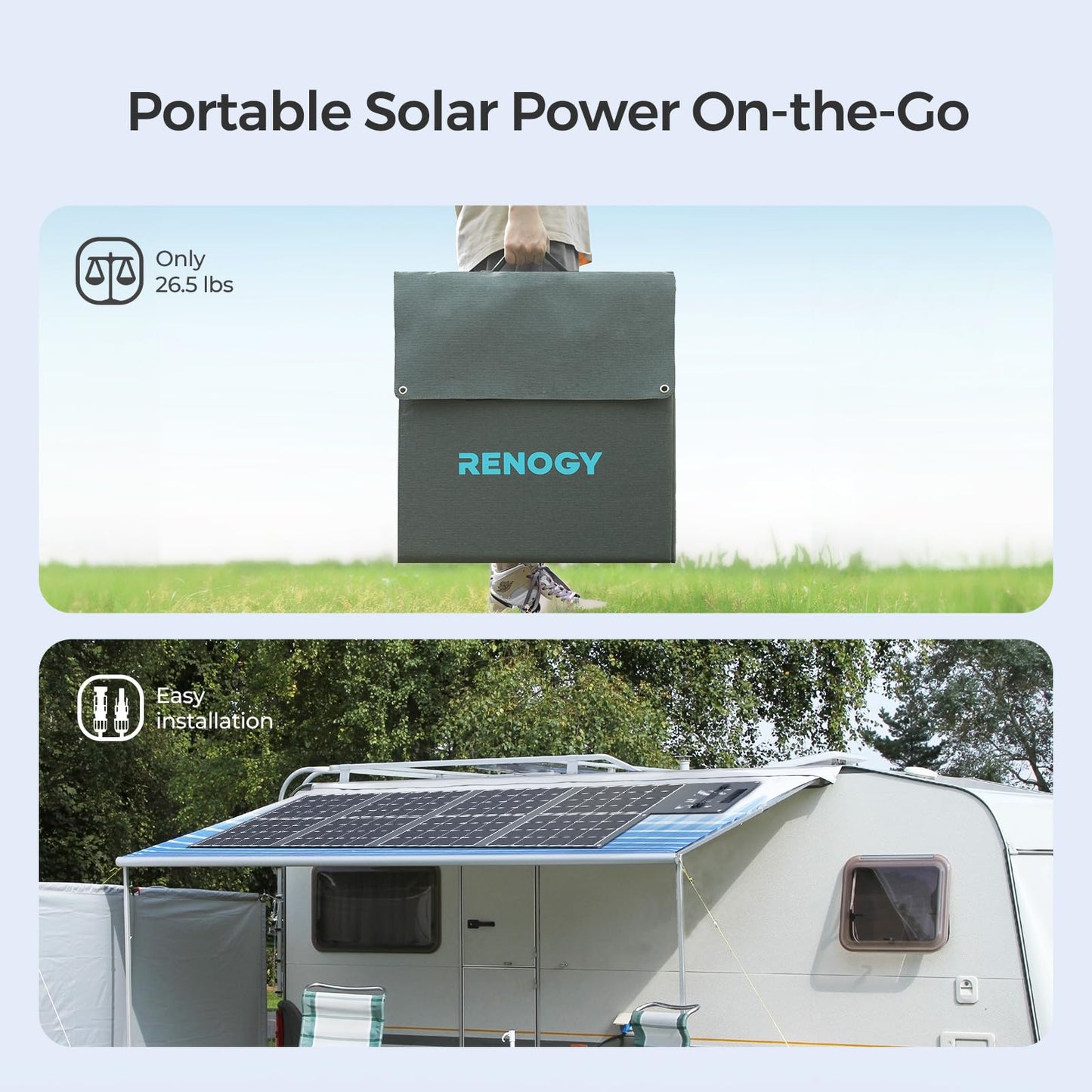 Renogy 400W Portable Solar Panel Foldable Monocrystalline Solar Blanket, Huge Power Solar Panel, Sunpower Solar Cells 23.7% High Efficiency for Power Station Outdoor Camping RV Solar Generator