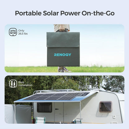 Renogy 400W Portable Solar Panel Foldable Monocrystalline Solar Blanket, Huge Power Solar Panel, Sunpower Solar Cells 23.7% High Efficiency for Power Station Outdoor Camping RV Solar Generator