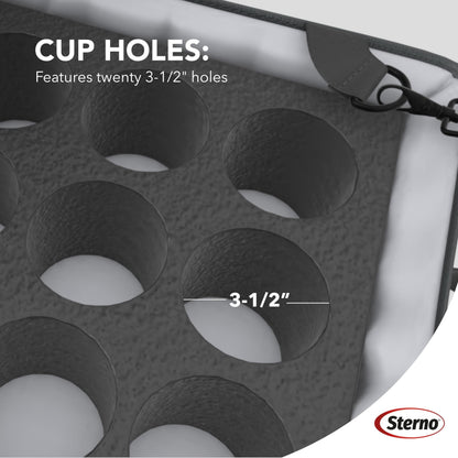 Sterno Delivery Stadium Drink Carrier, Insulated Container for Beverage Vending, Heavy Duty Red Vinyl, Holds 20 Cups, 20”L x 24”W x 6”H
