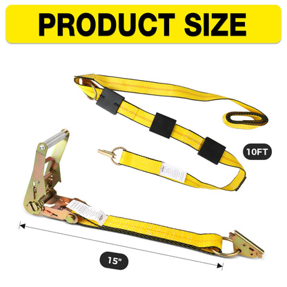 Autofonder E Track Tire Straps for Trailer Heavy Duty 2" x 10' Auto Hauler Strap-10,000lb Guaranteed Break Strength-(4) Premium Vehicle Tie Down Kit with Rubber Blocks Wheel Tie-Downs for Truck, UTV