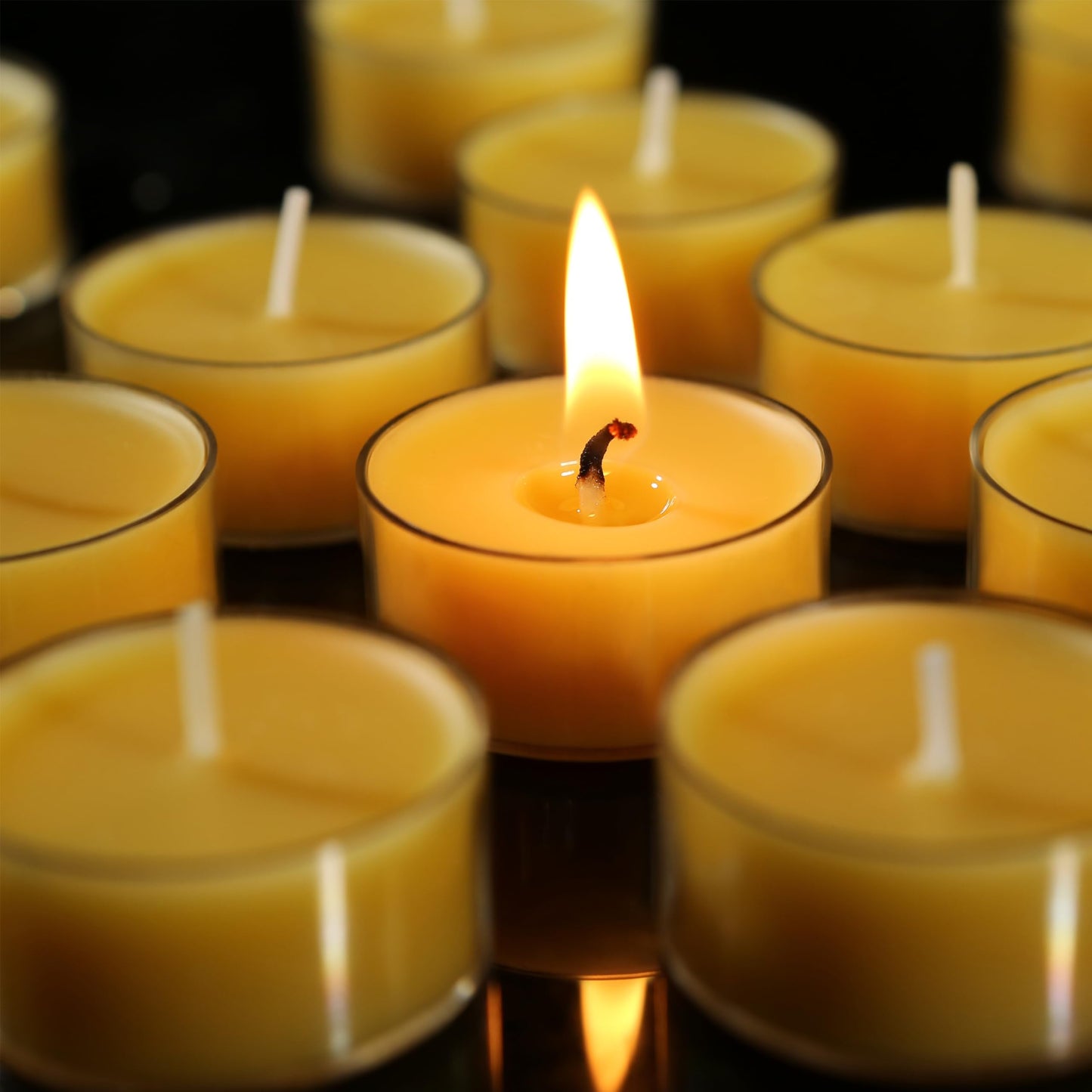 Beeswax Tealight Candles, Natural Beeswax Candles Bulk (4-5 Hour Burn), Handmade Organic Tea Lights, Honey Aroma Pure Beeswax Tea Candle, 25 Packs
