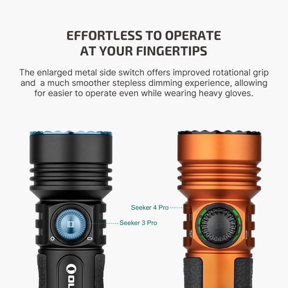 OLIGHT Seeker 4 Pro Rechargeable Flashlights, 4600 Lumens High Powerful Bright Light with USB C Holster, Waterproof IPX8 for Emergencies, Camping, Searching (Orange Cool White)