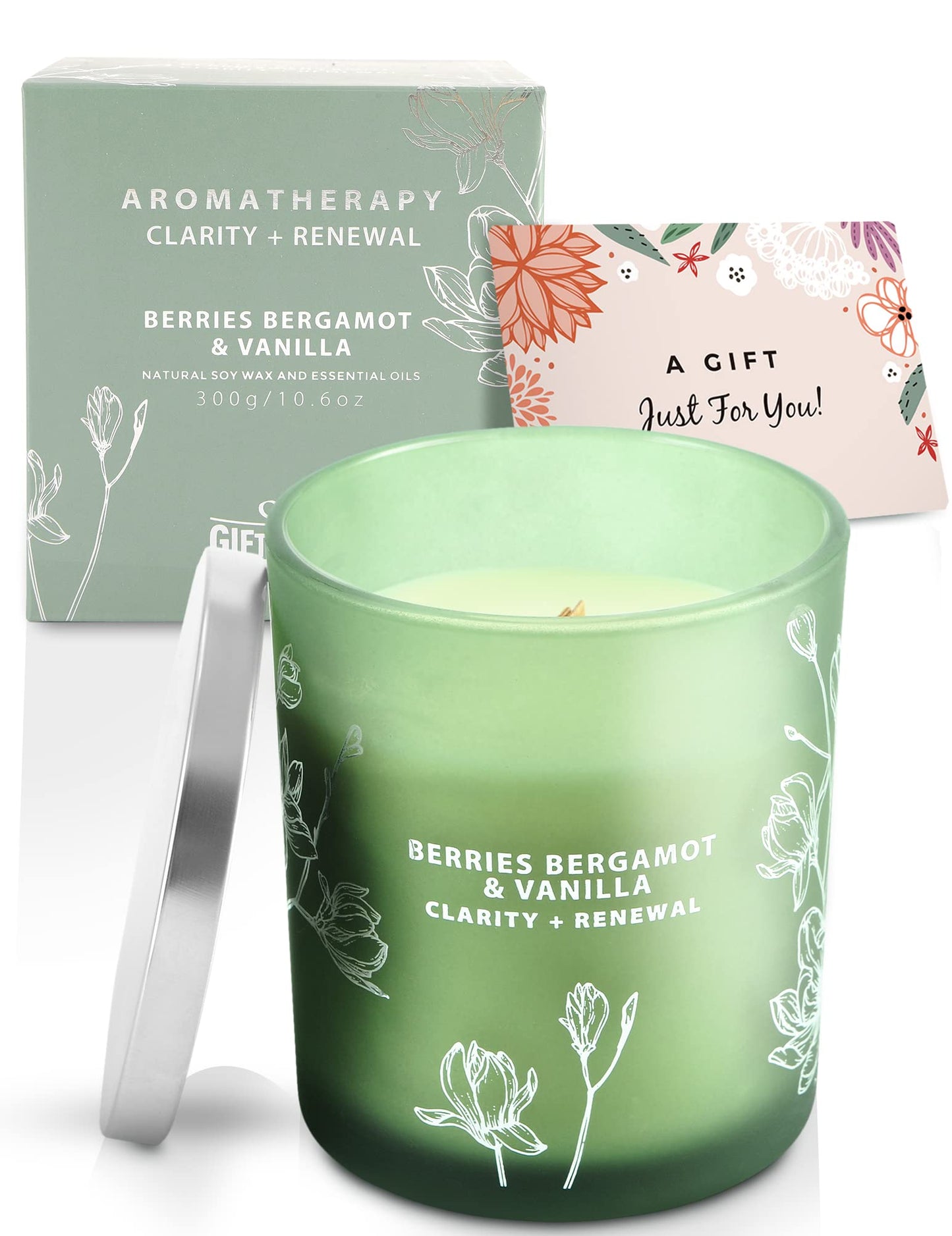 Berries Bergamot Vanilla Candle | 10.6oz Wood Wick Soy Scented Candle for Home | Aromatherapy Stress Relief Candle | Clean Burning, Long Lasting Candles | Self Care Gift for Women & Men