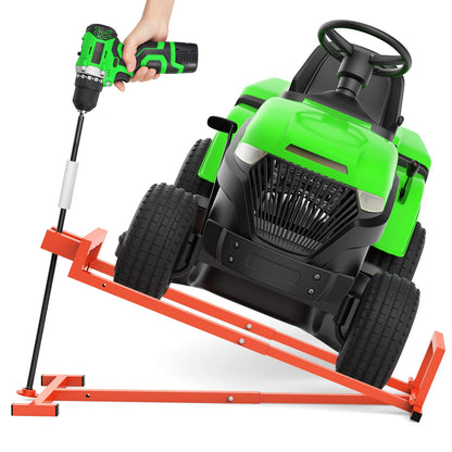 1400LB Lawn Tractor Lift Jack & Riding Mower Lift with Rotating Sleeve & Manual and Power Tool Handle, 3-Min Quick Setup, Anti-Slip Base, Heavy-Duty Universal Design for Lawn Mowers (Alloy Steel)