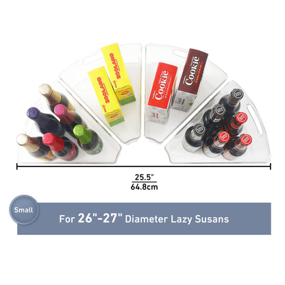 Leeden Lazy Susan Organizer for 26" Diameter Corner Lazy Susan, Plastic Kitchen Cabinet Storage Bins with Handle, 4 Packs, 1/8 Wedge - Food Safe, BPA Free