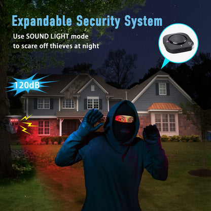 1/2 Mile Long Range Solar Wireless Driveway Alarm System IP65 Weatherproof Outdoor Motion Detectors&Sensor 120dB Siren Sound Light Security Alert System Monitor&Protect Outdoor/Indoor Property(1R4S)
