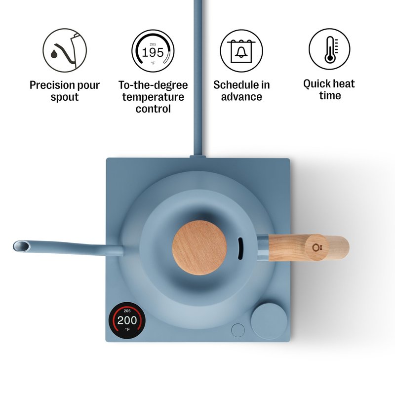 Fellow Stagg EKG Pro Electric Gooseneck Kettle - Pour-Over Coffee and Tea, Quick Heating, Precise Temperature Control, Scheduling, Built-in Brew Timer, Hazy Blue, 0.9 Liter