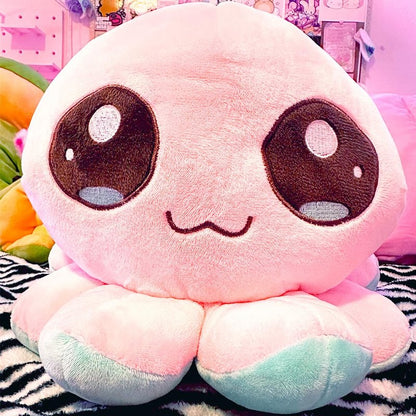 BelugaDesign Octopus Plush Toy | 7 Bulk Bundle Pink Blue Cute Kawaii Anime Soft Cozy Plushie | Large Stuffed Sea Animal Pillow | Fluffy Huggable Mood Flip Squishy Stuffies Plushy for Kids Teens