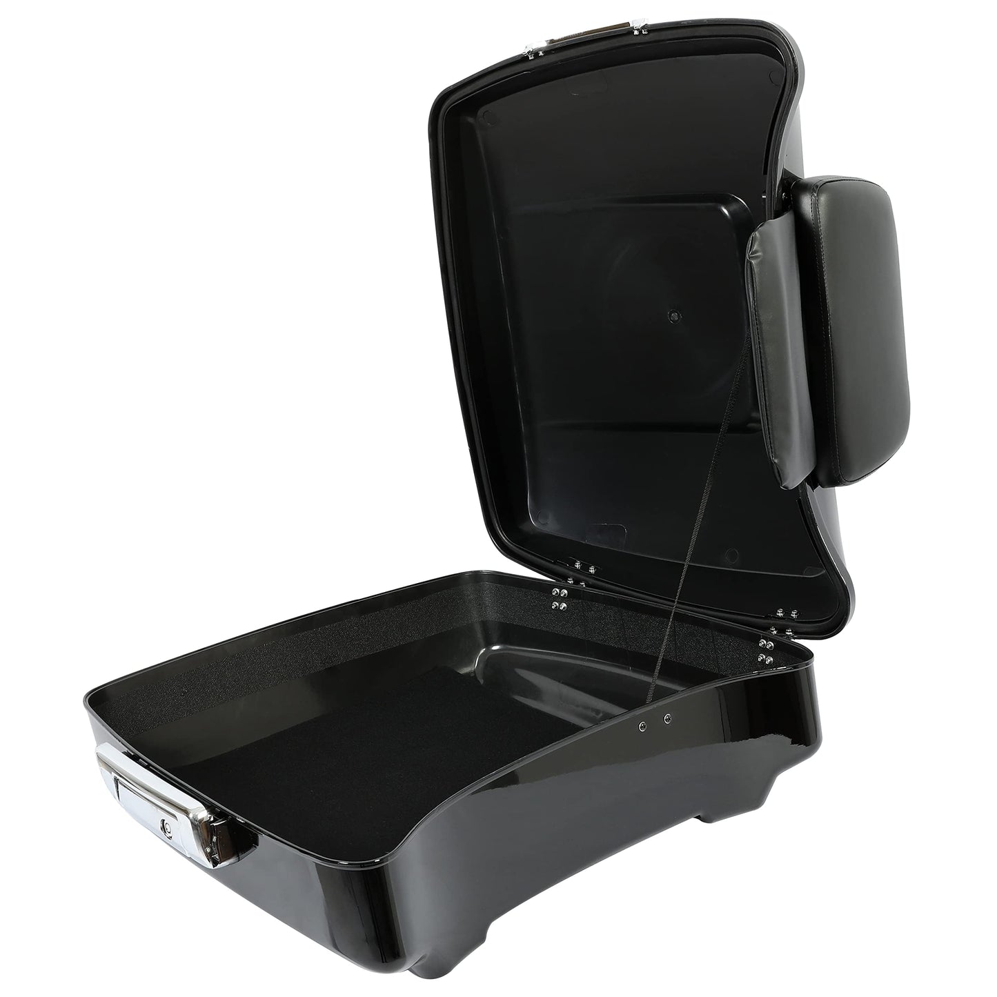 ECOTRIC Chopped Luggage Trunk W/Pad Compatible with 2014-2024 Harley Touring Road King Road Glide Street Glide Electra Glide Tail Box Trunk with Backrest