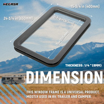 HECASA Entrance Door Window Frame for RV Trailer - 12in x 21in, Black, Model MO-1163