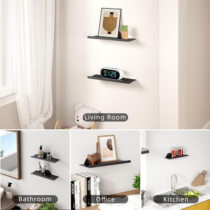 Skiennix Floating Wall Shelf - Modern Metal Shelf for Decor & Storage | 12-Inch Black Design