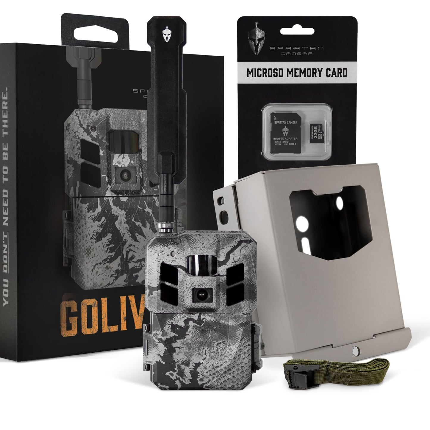 Spartan Camera GoLive 3 Cellular Trail Camera Bundle – Security Box & 32GB Micro SD Card Included, HD Photo Capture, 1080P Video, GPS Tracking, No-Glow IR Night Vision (Spartan Areus, Verizon)