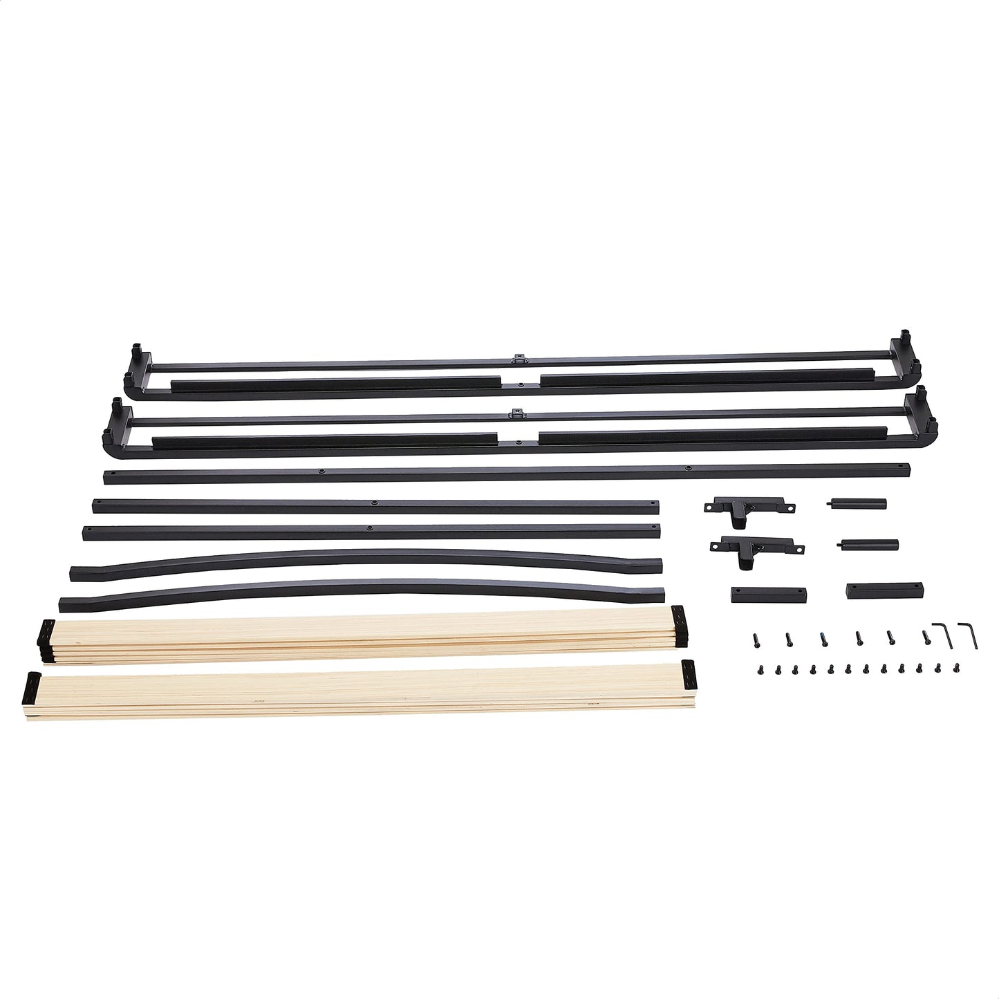 Amazon Basics Metal Platform Bed Frame with Wooden Slats, Sturdy Mattress Support, 10 Inches High, Under-Bed Storage, Full, Black