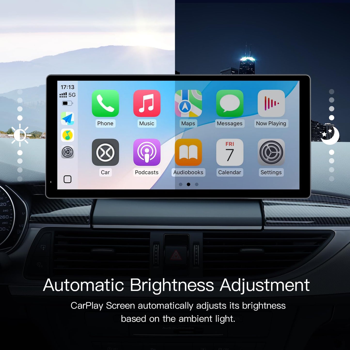 Wireless Carplay Screen for Car, 10.3'' Portable CarPlay & Android Auto Touchscreen, with 60Fps,1600 * 720 Ultra High Resolution, Support Steering Wheel Control