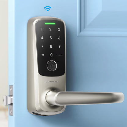 ULTRALOQ Latch 5 World's First Built-in WiFi Smart Lock with Fingerprint, 5-in-1 Keyless Entry Door Lock with Touch Digital Keypad, App Control, Black