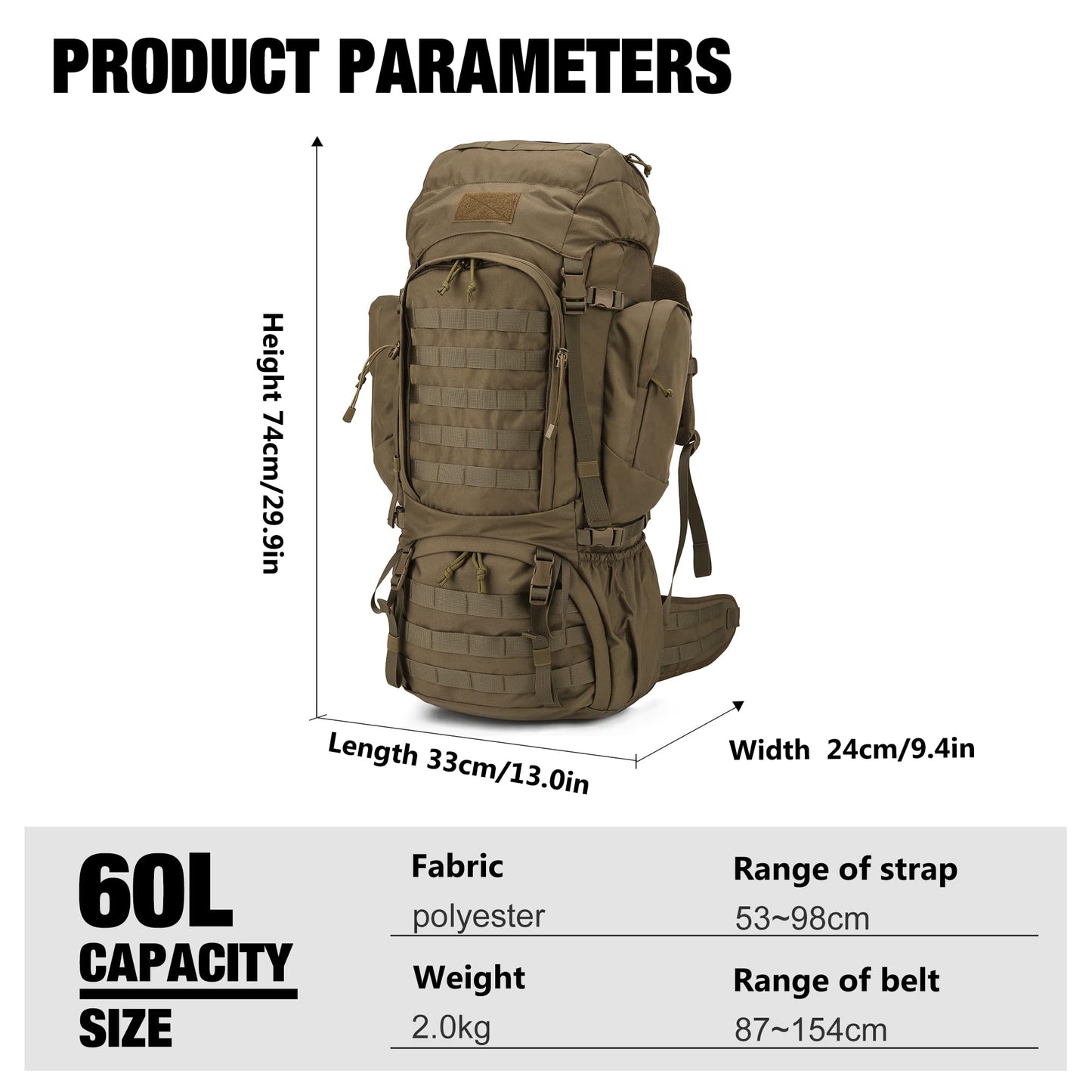 Mardingtop 60L Internal Frame Backpack + 25L Cordura Hiking Backpack