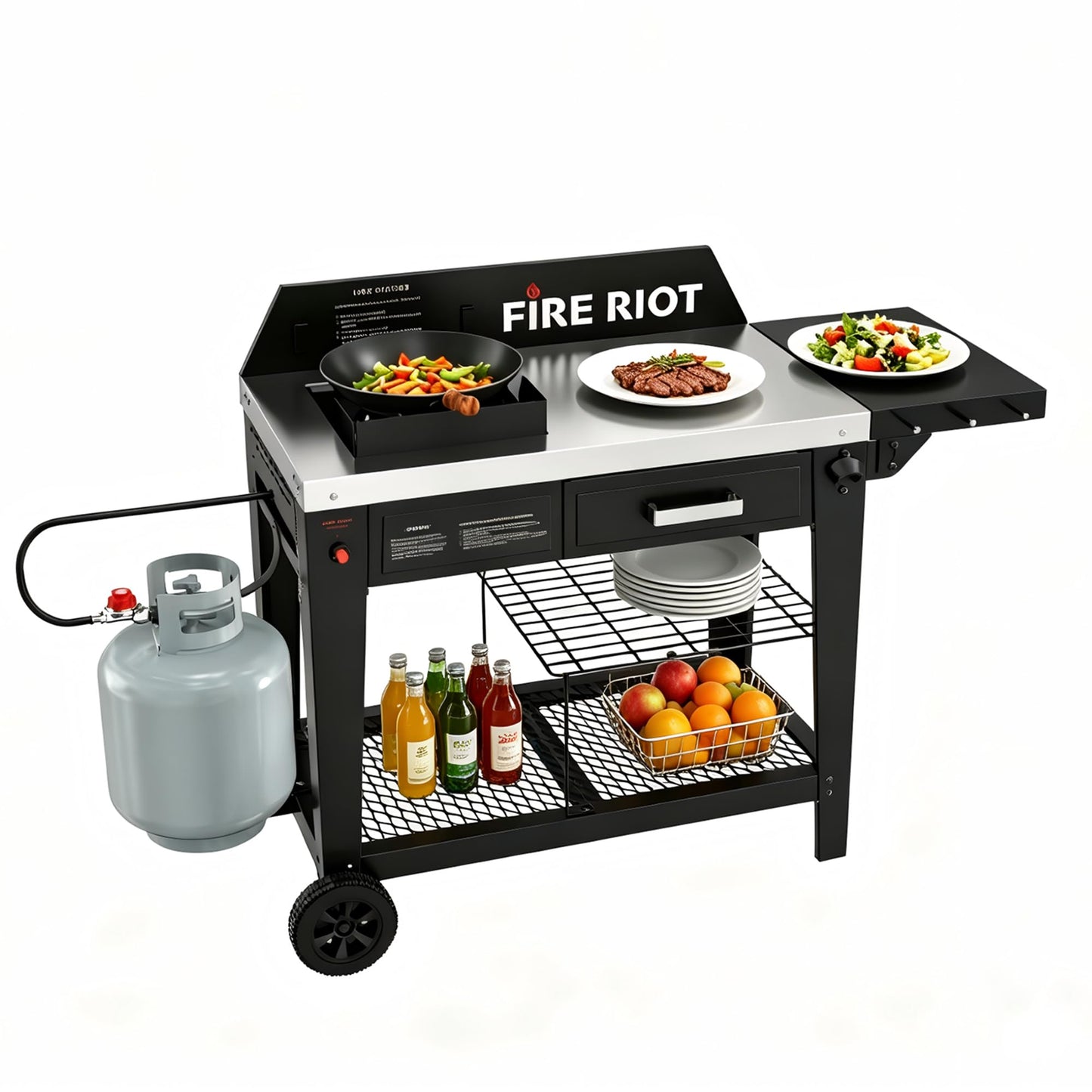 Heavy-Duty Outdoor Wok Cooking Station – 50,000 BTU Wok Burner - High-Performance 12.59” Carbon Steel Wok - Perfect for Stir-Frying, Searing, Tailgating, Fishing and Outdoor Wok Station