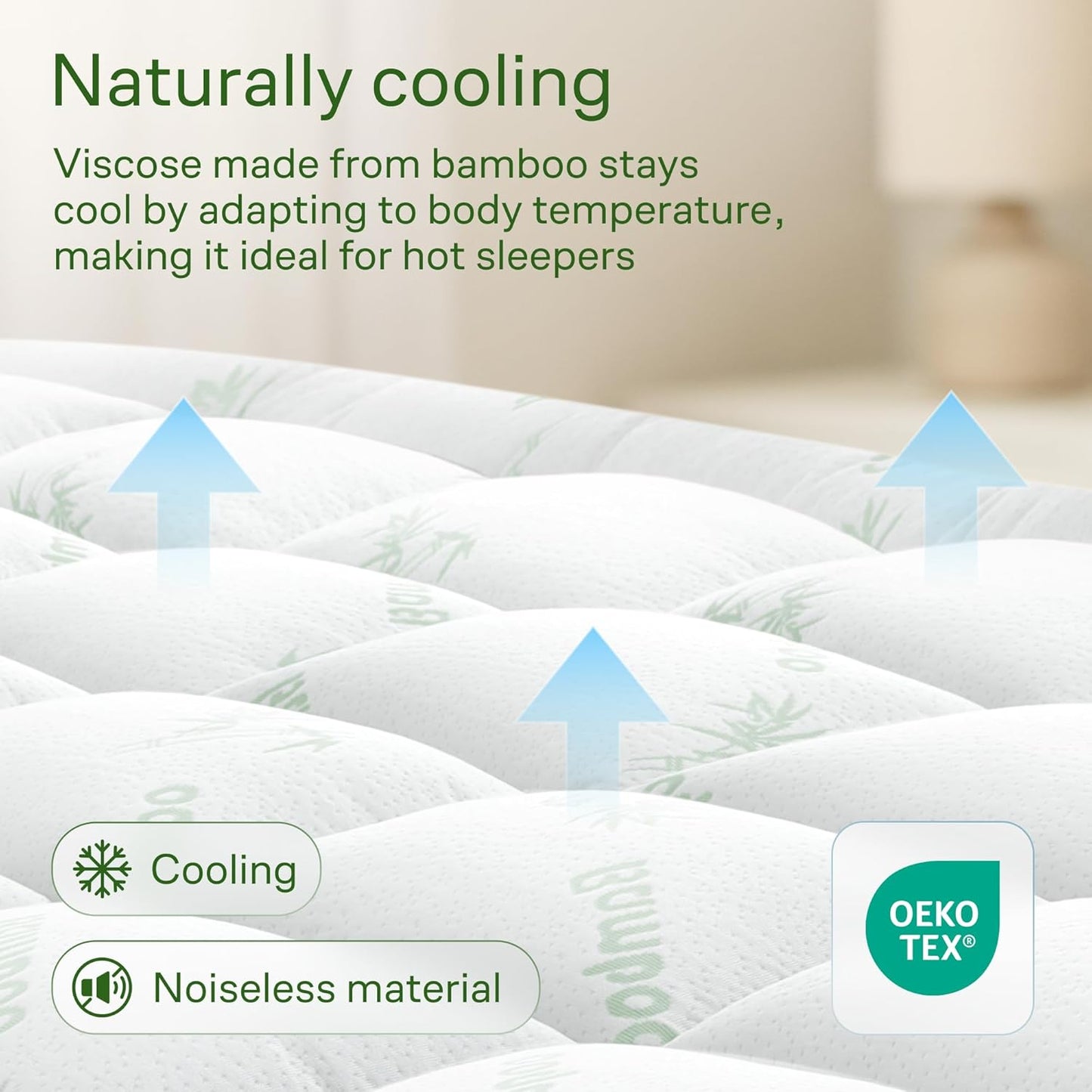 Niagara Sleep Solution Ultra Soft Full XL Mattress Topper - Bamboo Viscose Pillow Top for Back Pain Relief | Naturally Cooling, Sage