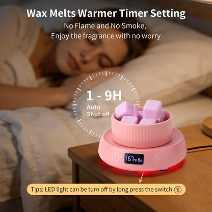 Lyty 4-in-1 Wax Melt Warmer, Candle Warmer with Delay Start Timer, Fragrance Scented Wax Melter Wax Cube Warmer with 3 Color Light for Home Bedroom Spa Office, 8H Auto Shut Off (Pink)