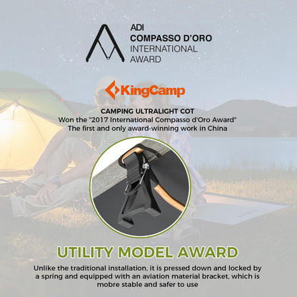 KingCamp Ultralight Camping Cot, Portable Folding Tent Camping Cot, 265 Lbs Heavy Duty Sleeping Cot with Pillow for Adults Outdoor Backpacking Travel Hiking, Green