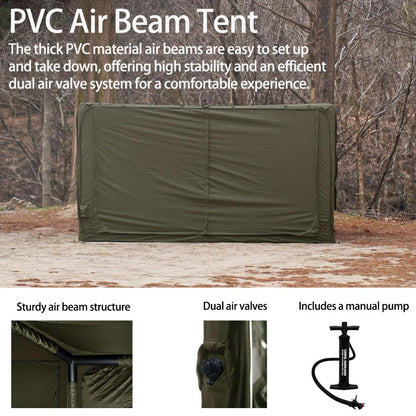 CAMVIL 2025 Upgraded Box 4P Inflatable Camping Tent, 4 Season Blow Up Tent with Pumb, Easy Setup No Assembly Needed Luxury Glamping Tent (Green)