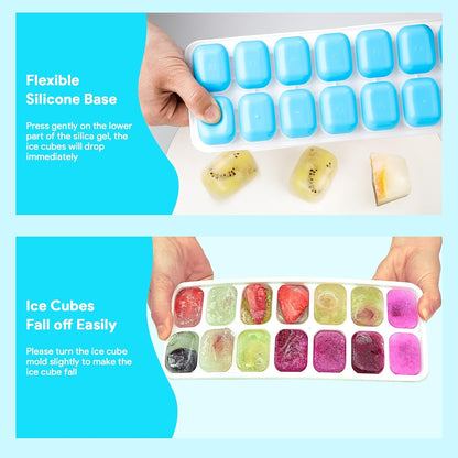 Airabc Silicone Ice Cube Trays - Easy-Release 14-Cube Design | BPA Free & Stackable, 4 Pack