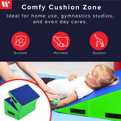 We Sell Mats Gymnastics Incline Mat, Folding and Non-Folding Cheese Wedge Skill Shape, Tumbling Mat for Gymnastics Training, Cheerleading and Obstacle Courses, Multi-Color, Medium (60" x 30" x 15")