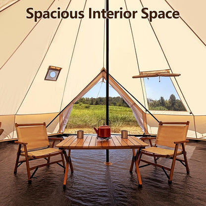Bell Yurt Tent, Waterproof Luxury 4 Season Hot Tent with Stove Jack/Air Conditioner Vents/2 Skylight for Family Outdoor Camping Oxford Glamping Tents for All Year Living (3M- 97 sq. ft yurt)