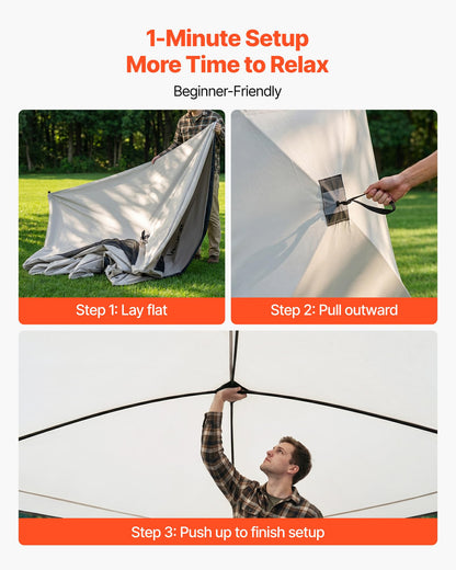 VEVOR Camping Tent, 4 Person Pop Up Instant Cabin Tent with Wider Door Large Mesh Windows, 83.5" High, 60 Seconds Easy Setup, Portable Cabin Hub Tents with Carry Bag for Family Outdoor Camping Hiking