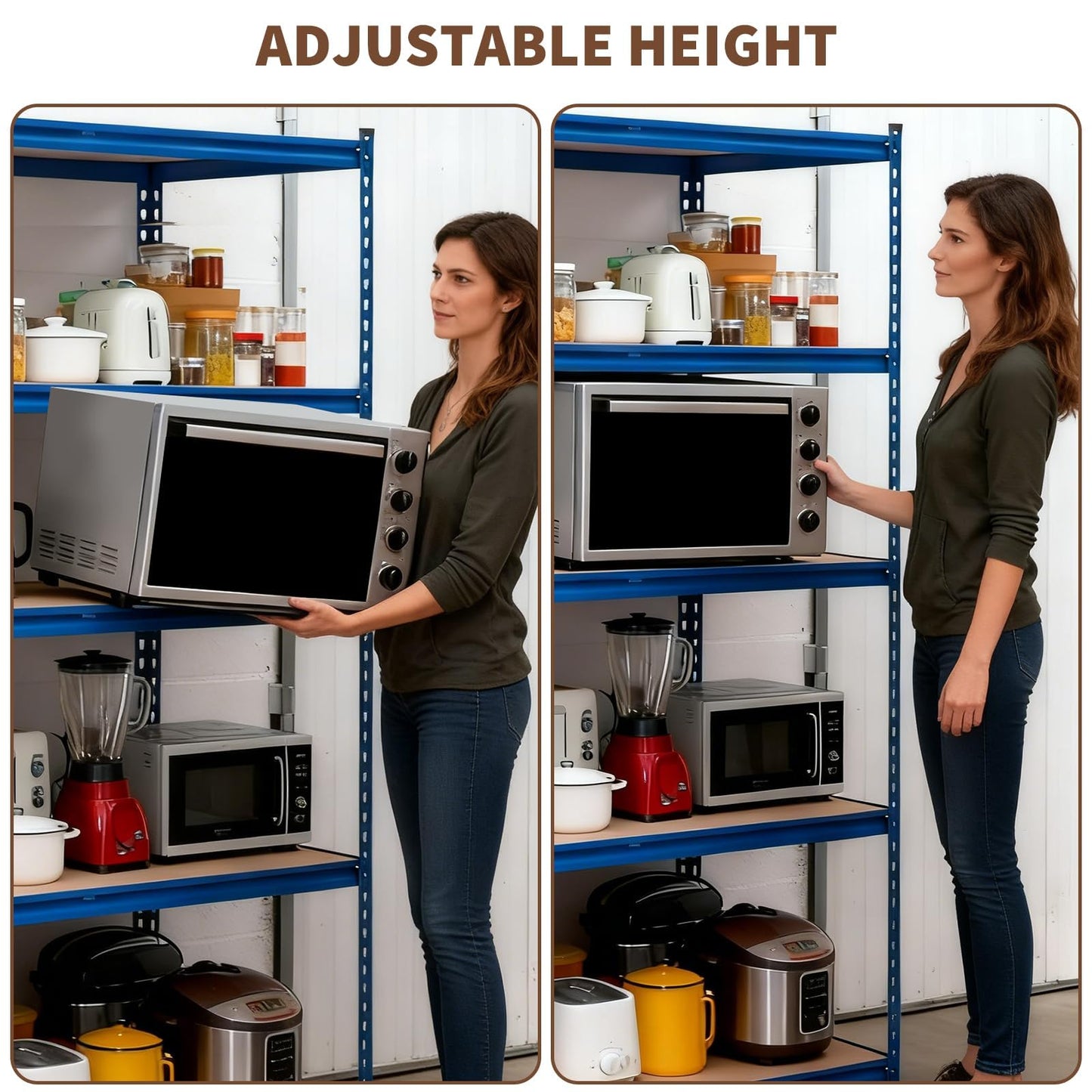 5-Tier Storage Shelving, Adjustable Garage Shelves, Meta Storage Shelving Unit with 2500LBS Capacity, Steel Wire Rack Shelf Organizer for Garage, Kitchen Pantry Basement, 48 x 24x 71inch, Blue