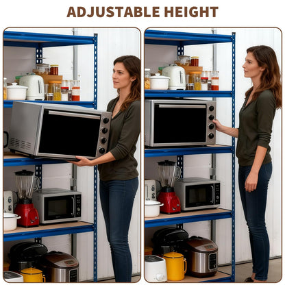 5-Tier Storage Shelving, Adjustable Garage Shelves, Meta Storage Shelving Unit with 2500LBS Capacity, Steel Wire Rack Shelf Organizer for Garage, Kitchen Pantry Basement, 48 x 24x 71inch, Blue