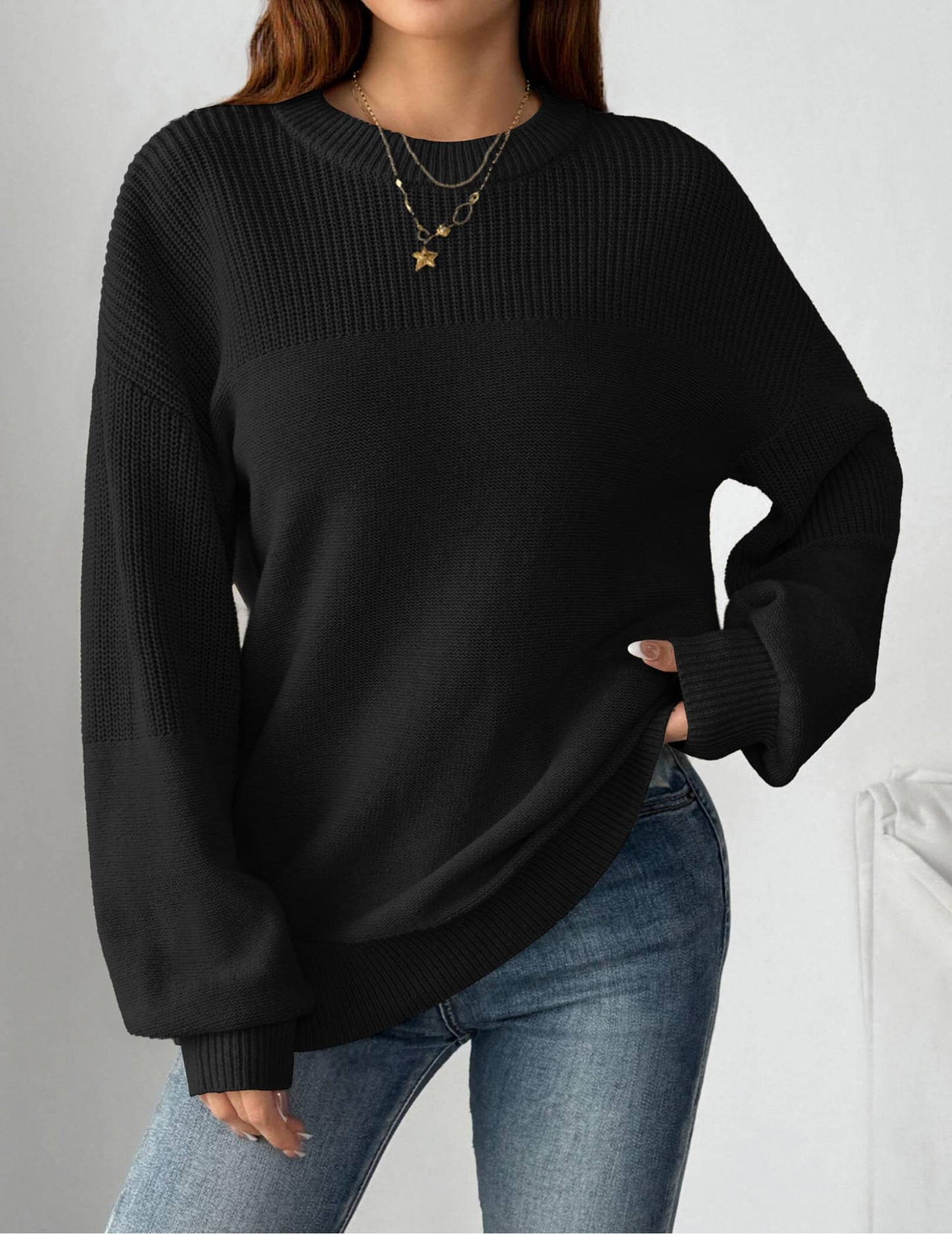 Zeagoo Women's 2025 Fall Chunky Knit Sweater Oversized Crewneck Long Sleeve Winter Cotton Pullover Sweaters Jumper Tops