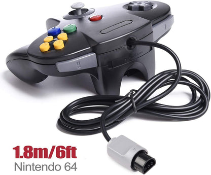 miadore N64 Classic Controller, Retro N64 64-bit Remote Gamepad Joystick for N64 Console Video Game System (Black)