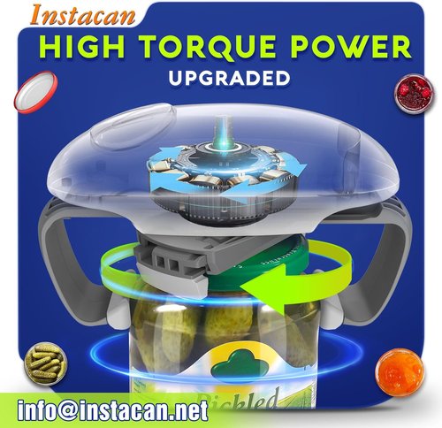 INSTACAN Electric Jar Opener - Higher Torque, One Touch Operation for Easy Lid Removal | Ideal for Seniors & Arthritic Hands (White)